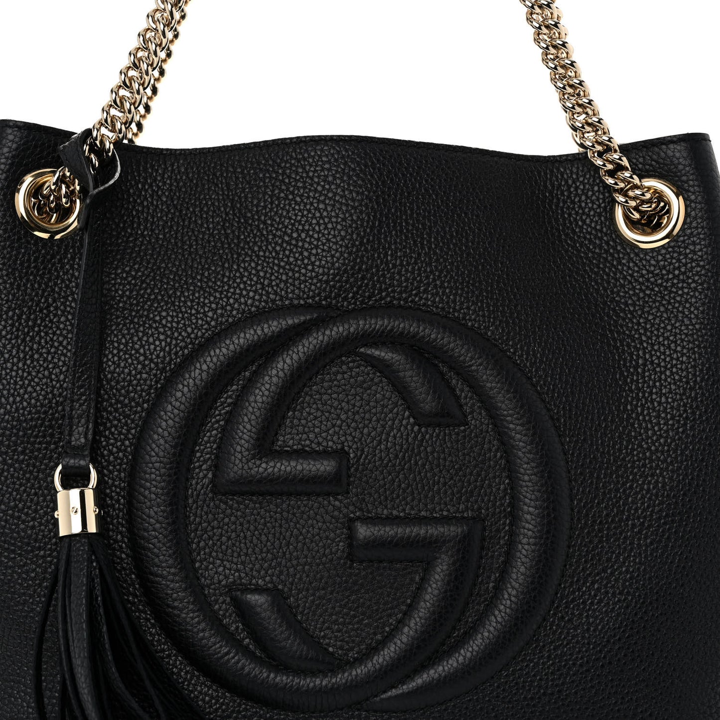 Pebbled Calfskin Medium Soho Chain Shoulder Bag Black