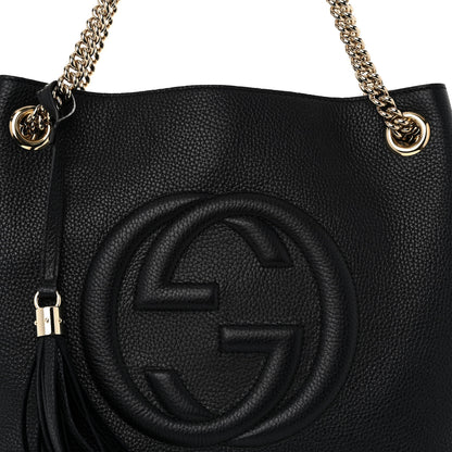Gucci Pebbled Calfskin Medium Soho Chain Shoulder Bag Black 8 of 10
