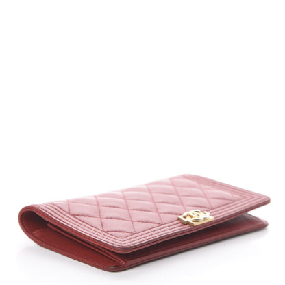 Chanel Lambskin Quilted Boy Yen Wallet Red 3 of 7