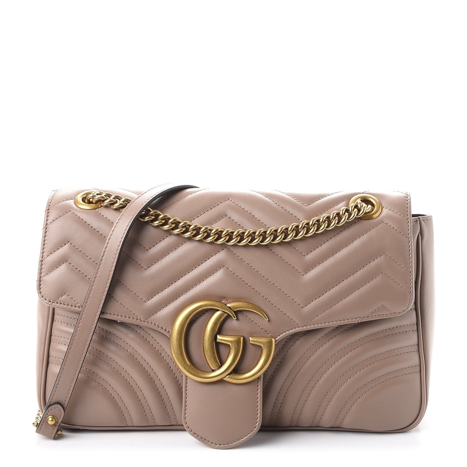 Gucci Calfskin Matelasse Medium GG Marmont Shoulder Bag Porcelain Rose 1 of 10