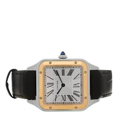 Cartier Stainless Steel 18K Pink Gold Alligator 31.4mm Santos Dumont Quartz Watch 2 of 5