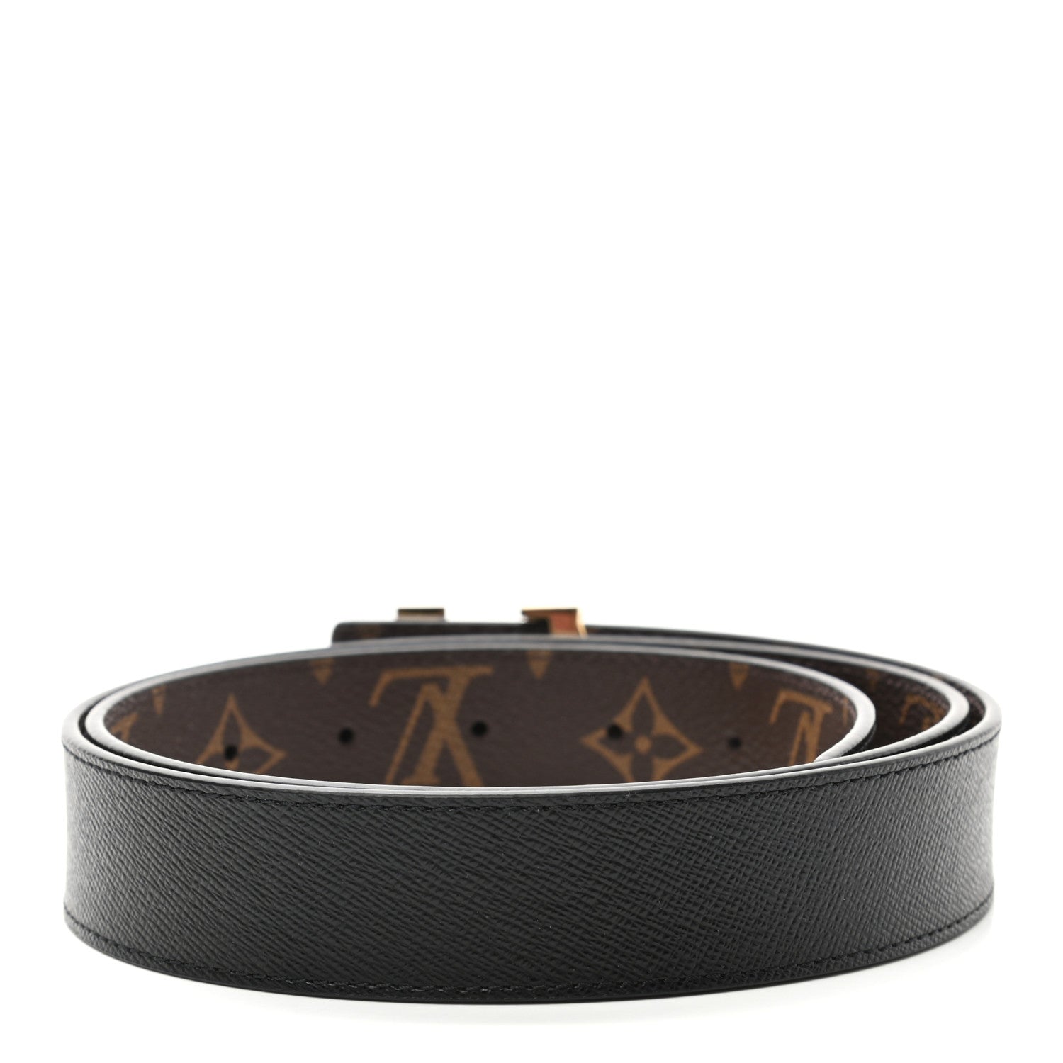 Louis Vuitton Calfskin Monogram 30mm LV Initiales Reversible Belt 90 36 Black 2 of 6
