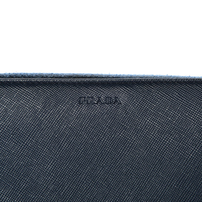 Prada Saffiano Large Zip Around Travel Wallet Bleuette 7 of 8
