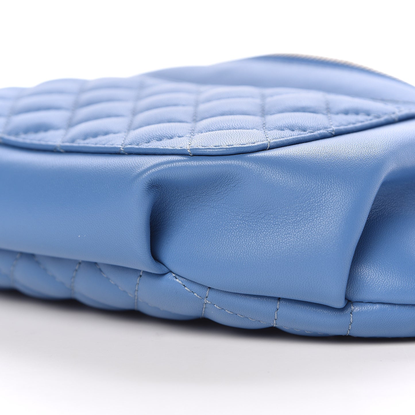 Lambskin Quilted Bi Waist Bag Fanny Pack Blue