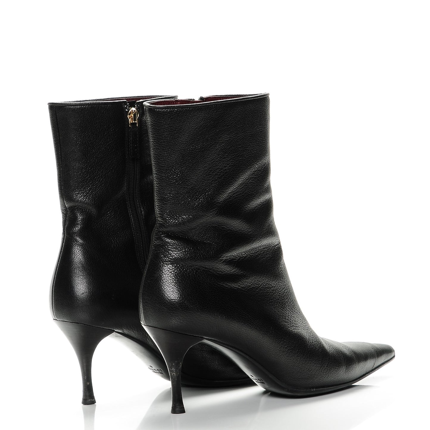 Leather Pointed Toe Ankle Booties 8 Black