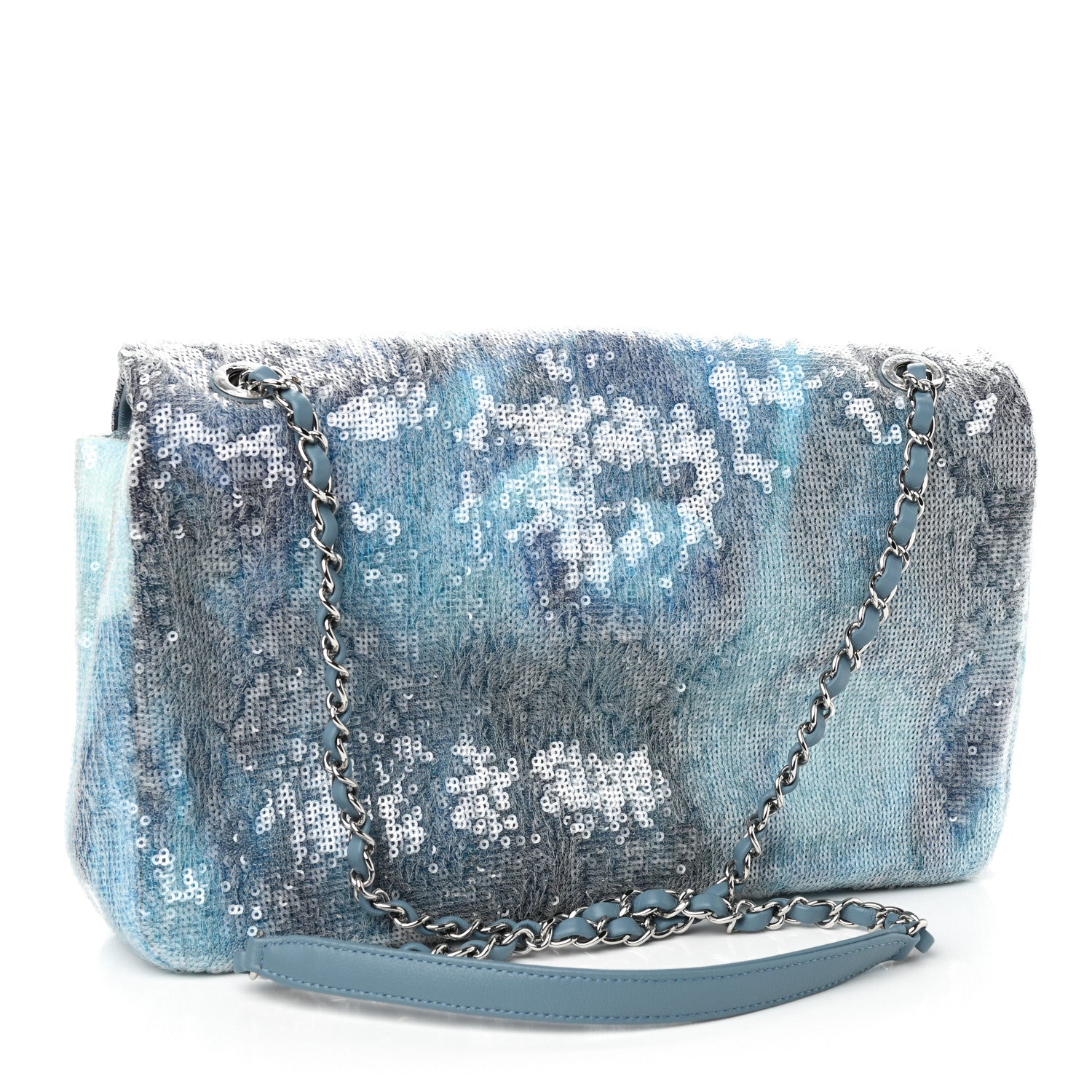 Chanel Sequin Large Waterfall Flap Light Blue 3 of 9