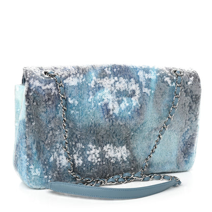 Chanel Sequin Large Waterfall Flap Light Blue 3 of 9