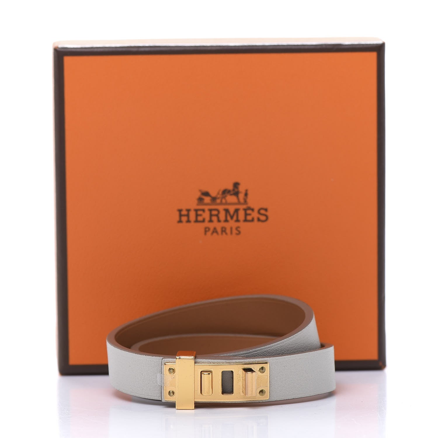 Hermes Swift Mini Dog Double Tour Bracelet T2 Gris Perle 6 of 6