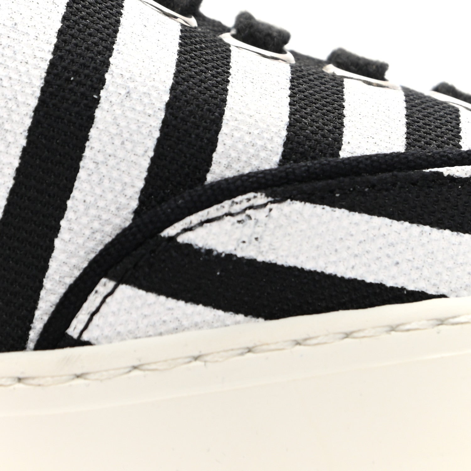 Saint Laurent Canvas Striped Venice Low Top Sneakers 36.5 Black White 10 of 12