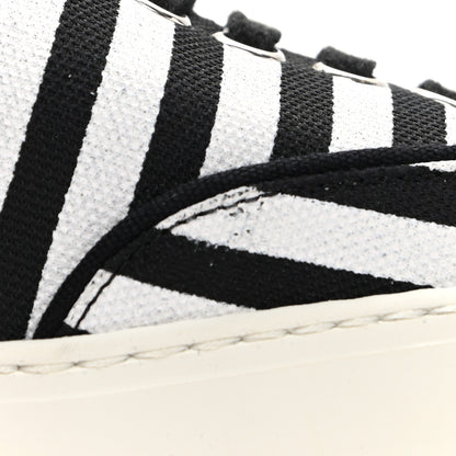 Saint Laurent Canvas Striped Venice Low Top Sneakers 36.5 Black White 10 of 12