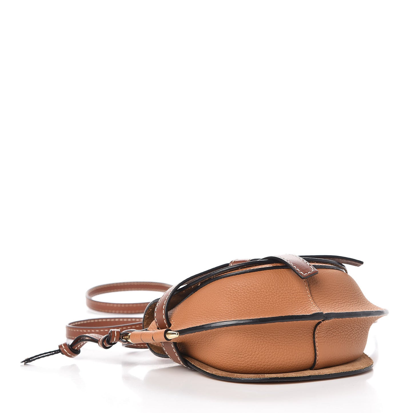 Grained Calfskin Mini Gate Crossbody Bag Caramel Pecan