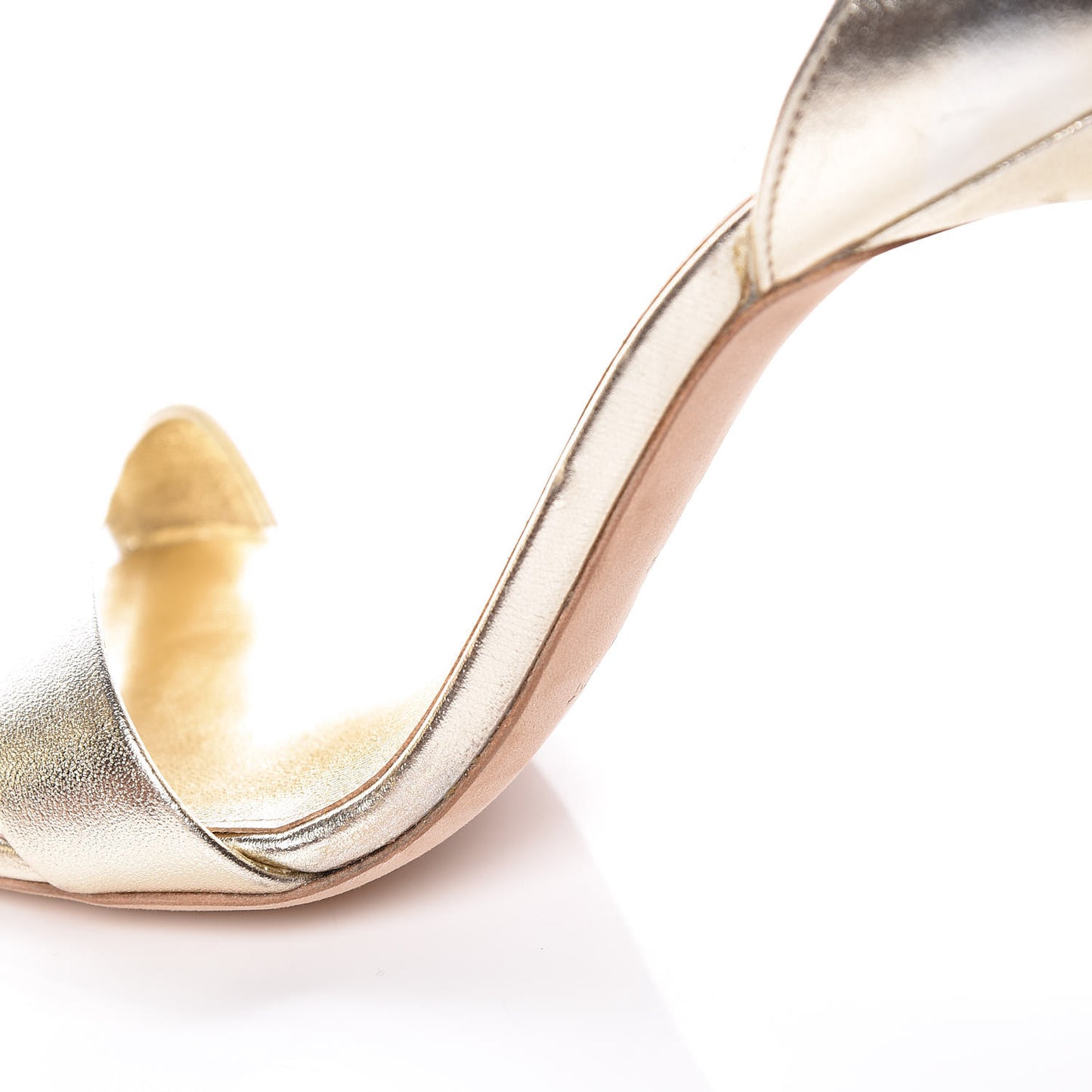 Metallic Lambskin Amber Ankle Strap Sandals 35 Gold