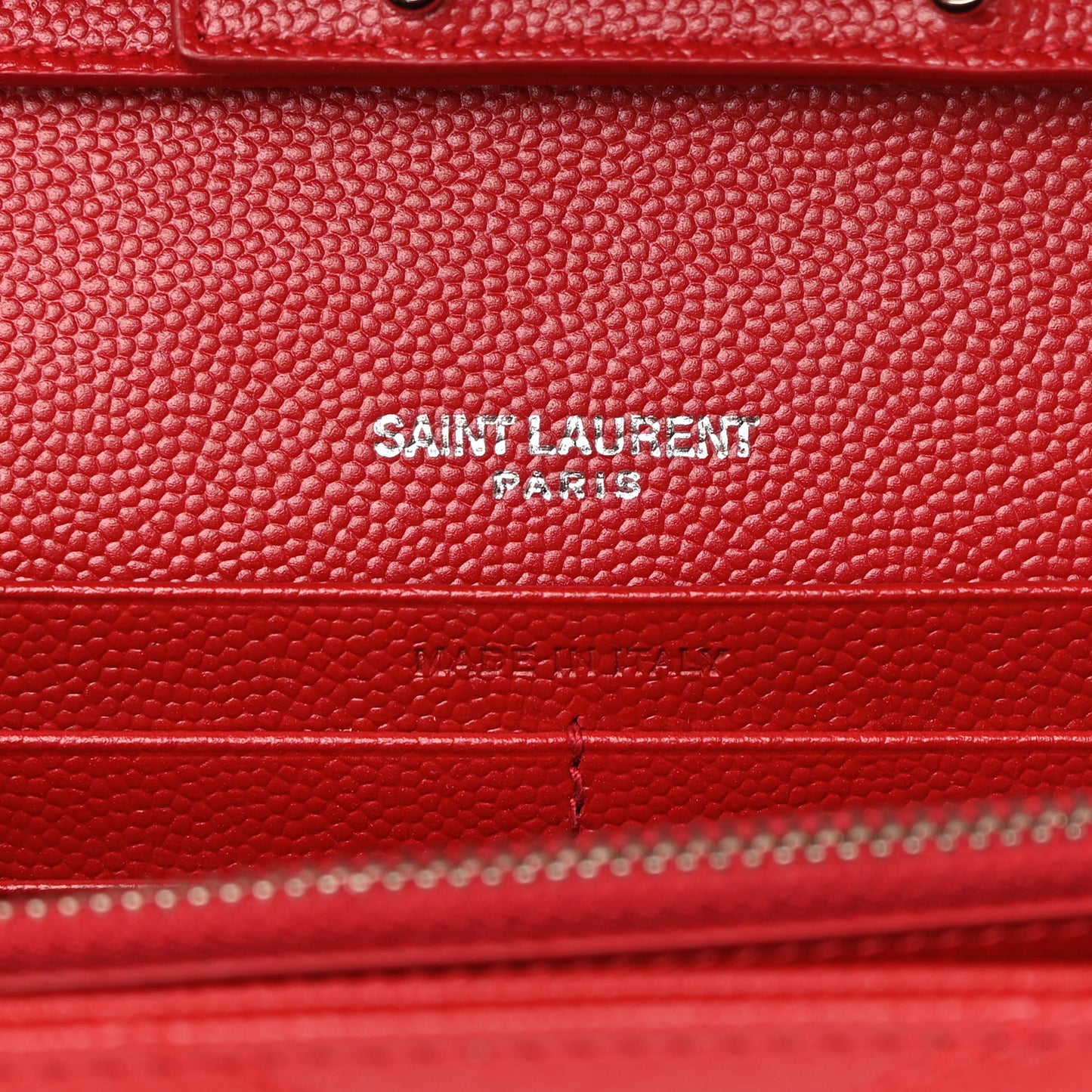 Grain De Poudre Matelasse Chevron Monogram Chain Wallet Red