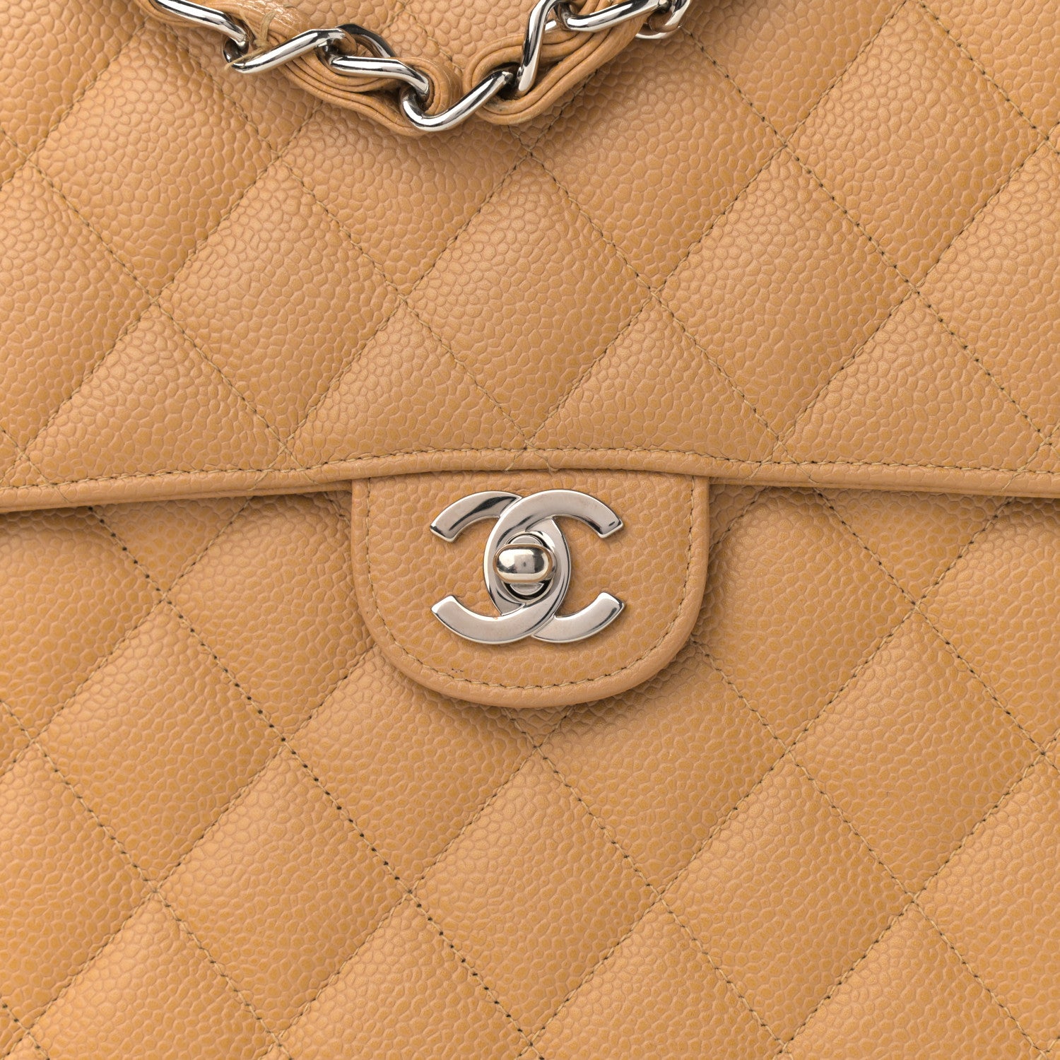 Chanel Caviar Quilted Jumbo Single Flap Beige 8 of 16