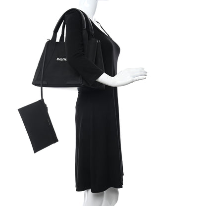 Balenciaga Cotton Canvas Calfskin S Navy Cabas Black 2 of 15