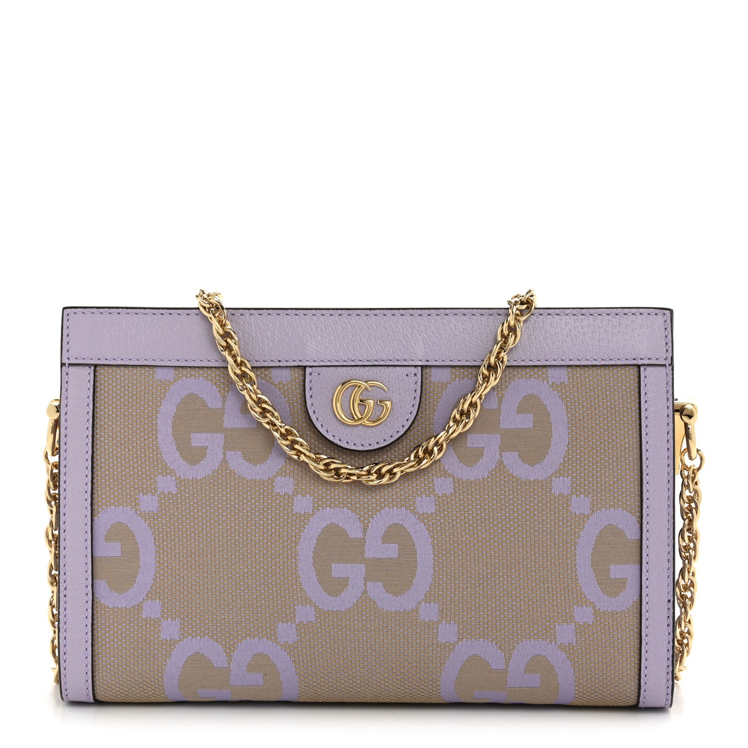Gucci Monogram Jumbo GG Textured Dollar Calfskin Small Ophidia Chain Shoulder Bag Beige Lapis 1 of 11