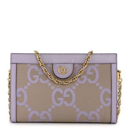 Gucci Monogram Jumbo GG Textured Dollar Calfskin Small Ophidia Chain Shoulder Bag Beige Lapis 1 of 11