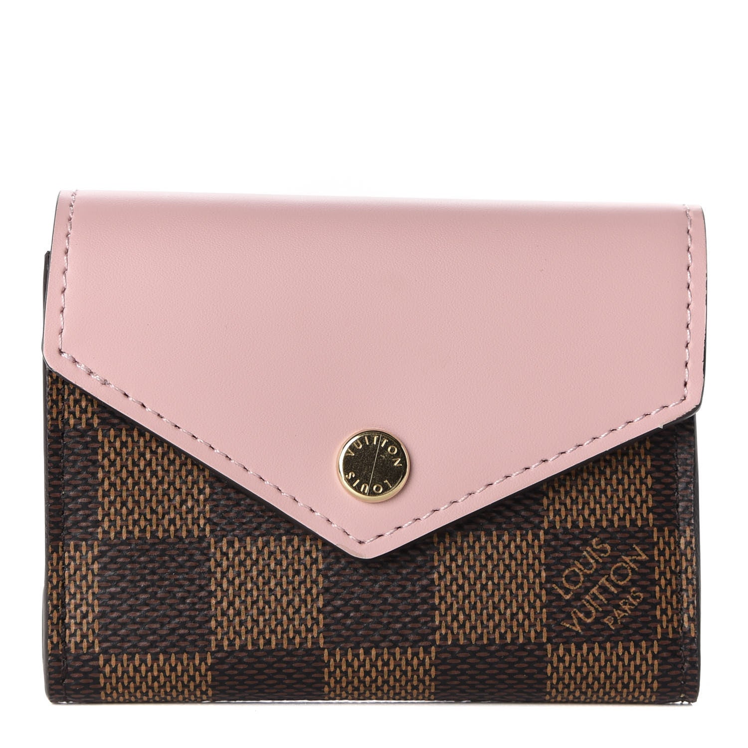 Louis Vuitton Damier Ebene Zoe Wallet Rose Ballerine 1 of 8