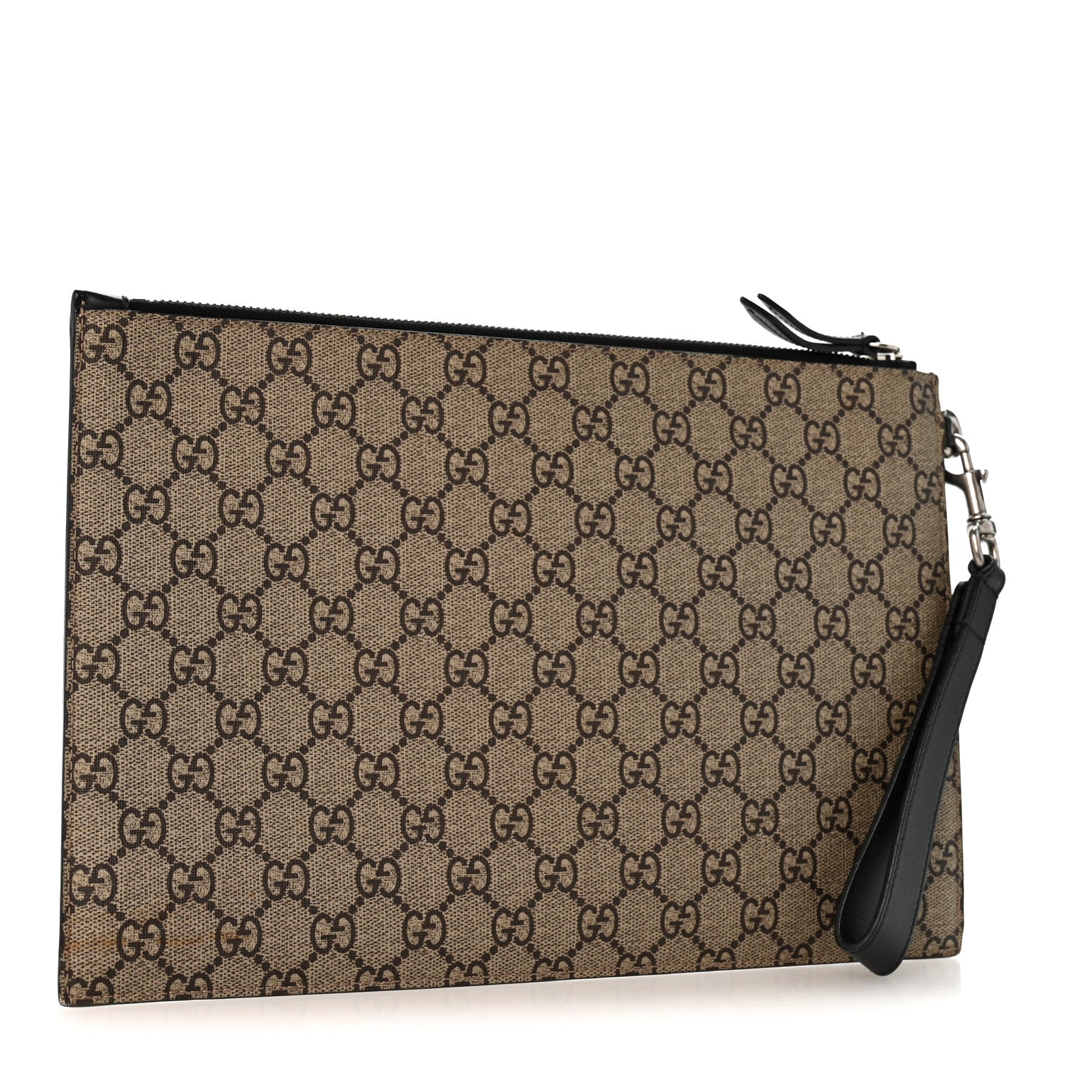 Gucci GG Supreme Monogram Tiger Zip Wristlet Pouch Beige 3 of 8