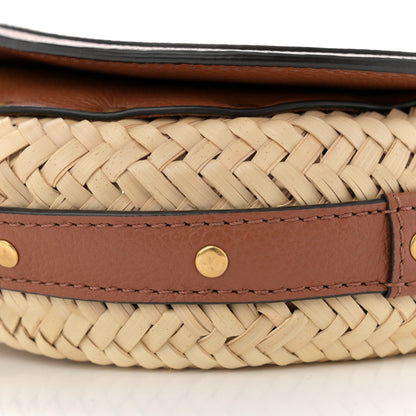 Chloe Raffia Small Grain Calfskin Small Marcie Basket Crossbody Tan 10 of 12