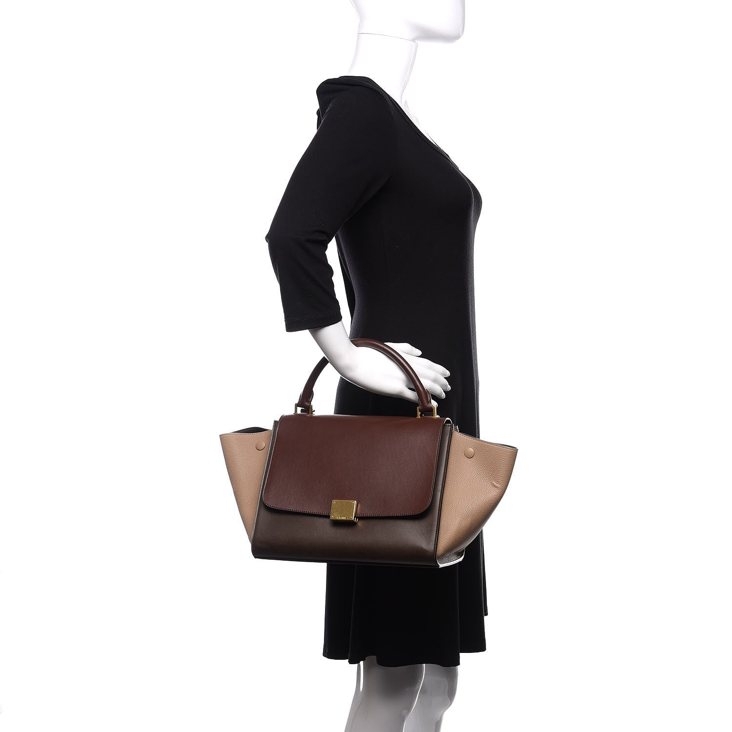 Celine Sleek Calfskin Tri-color Small Trapeze Wine 3 of 11