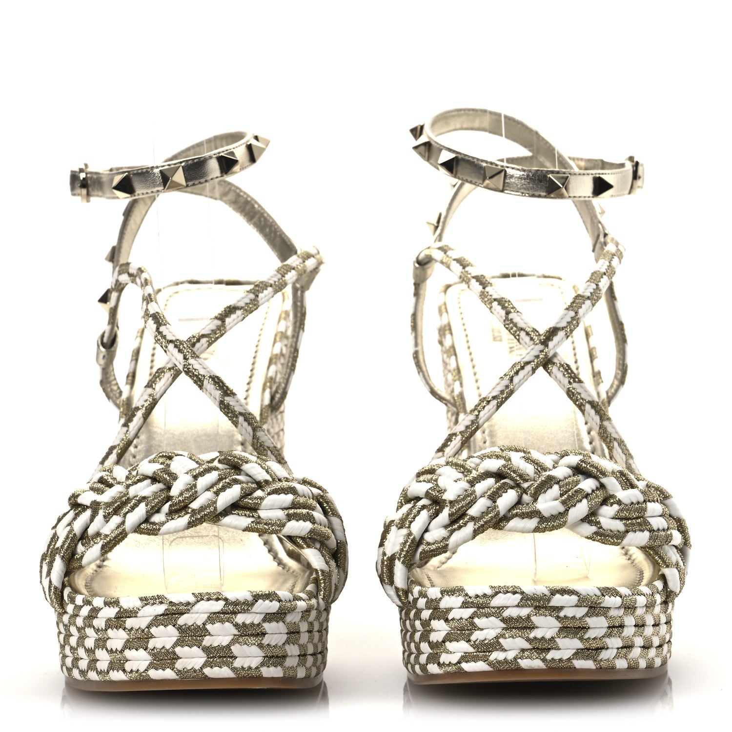 Valentino Garavani Metallic Laminated Nappa Espadrille 25/90mm Slide 40 White Platino 3 of 12