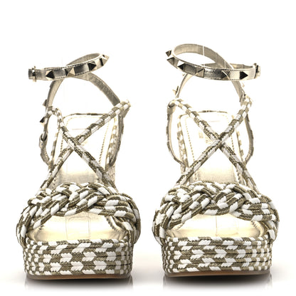 Valentino Garavani Metallic Laminated Nappa Espadrille 25/90mm Slide 40 White Platino 3 of 12