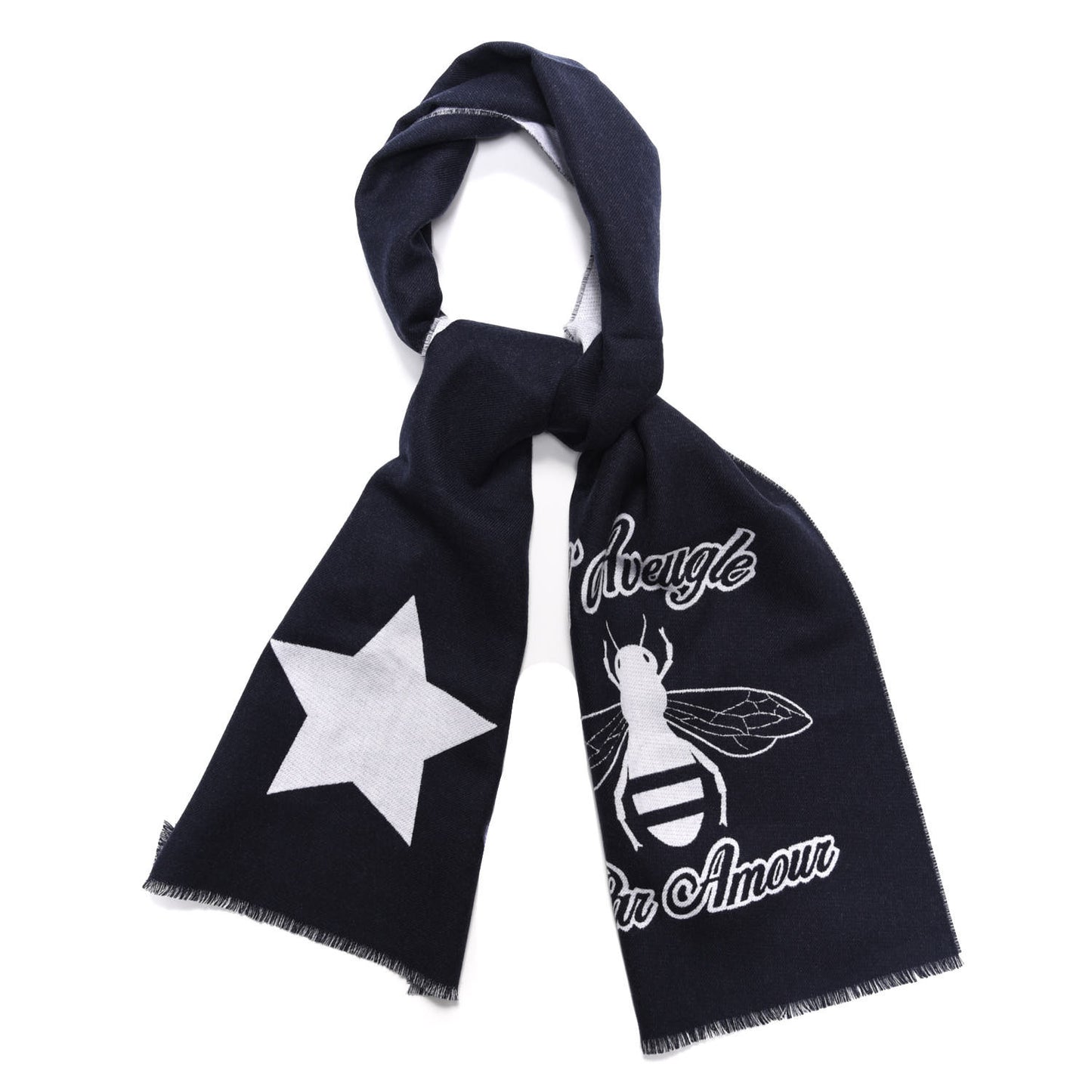 Wool L'Aveugle Par Amour Scarf Navy White