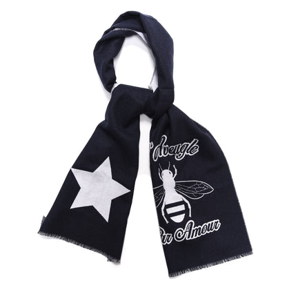 Gucci Wool L'Aveugle Par Amour Scarf Navy White 1 of 4