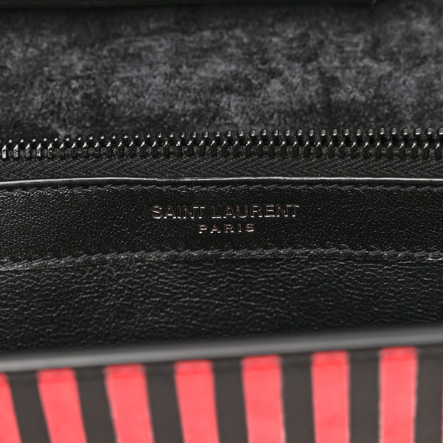 Metallic Striped Monogram Chain Wallet Red Black