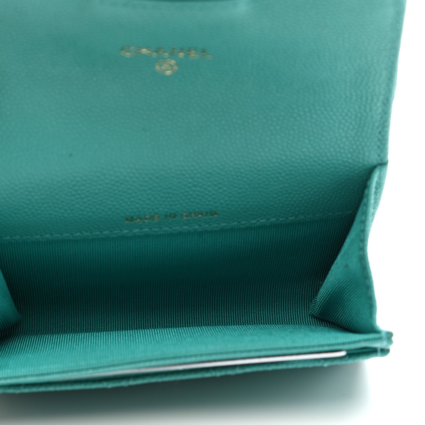 Caviar Quilted Flap Card Holder Wallet Green