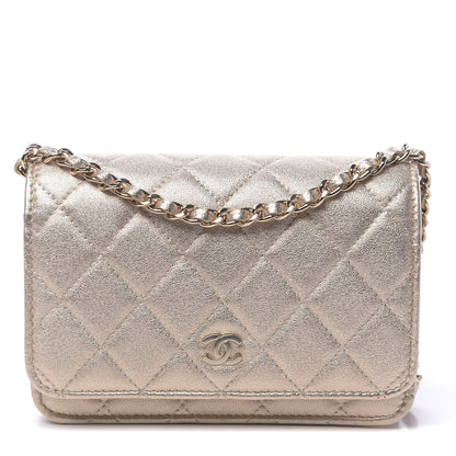 Chanel Metallic Lambskin Quilted Mini Wallet On Chain WOC Gold 1 of 11