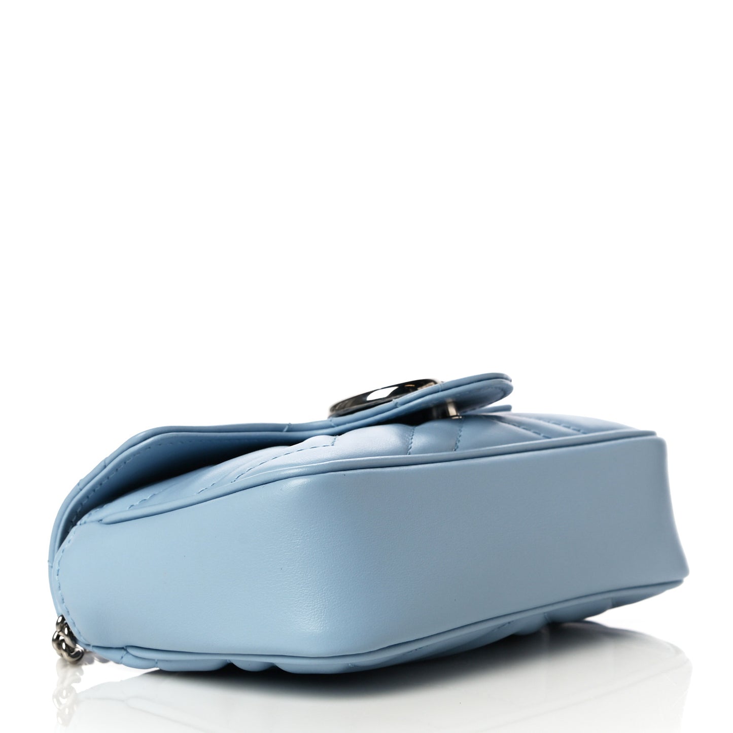 Calfskin Matelasse Super Mini GG Marmont Shoulder Bag Porcelain Light Blue