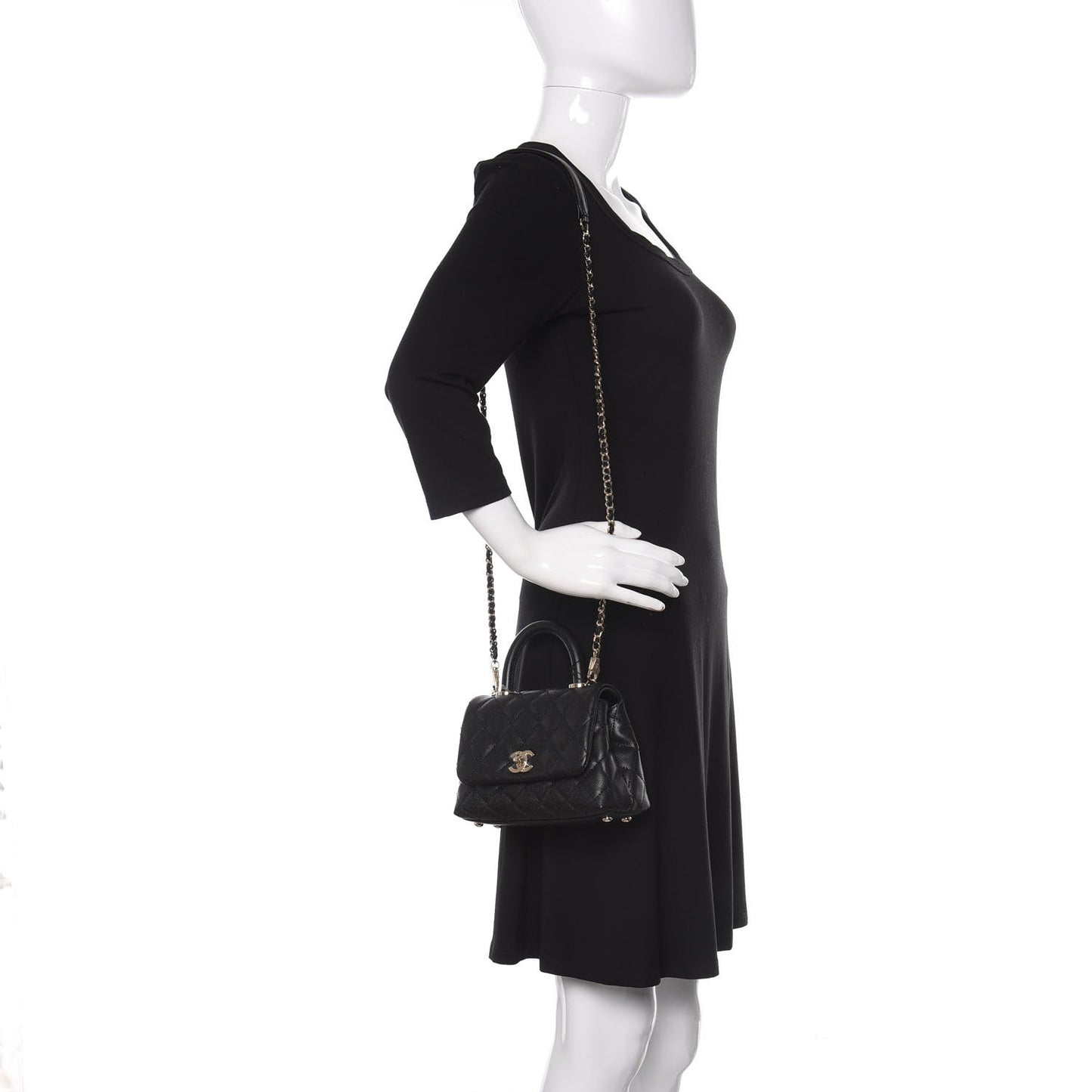 Caviar Quilted Extra Mini Coco Handle Flap Black