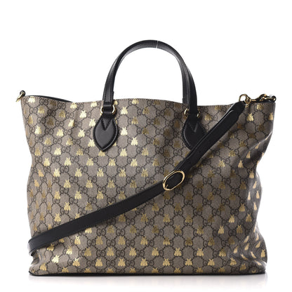 Gucci Soft GG Supreme Monogram Bees Medium Crossbody Tote Beige Oro Black 1 of 9