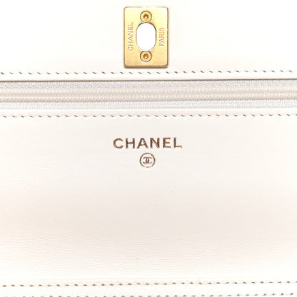 Chanel Lambskin Quilted CC Pearl Crush Wallet on Chain WOC White 6 of 13