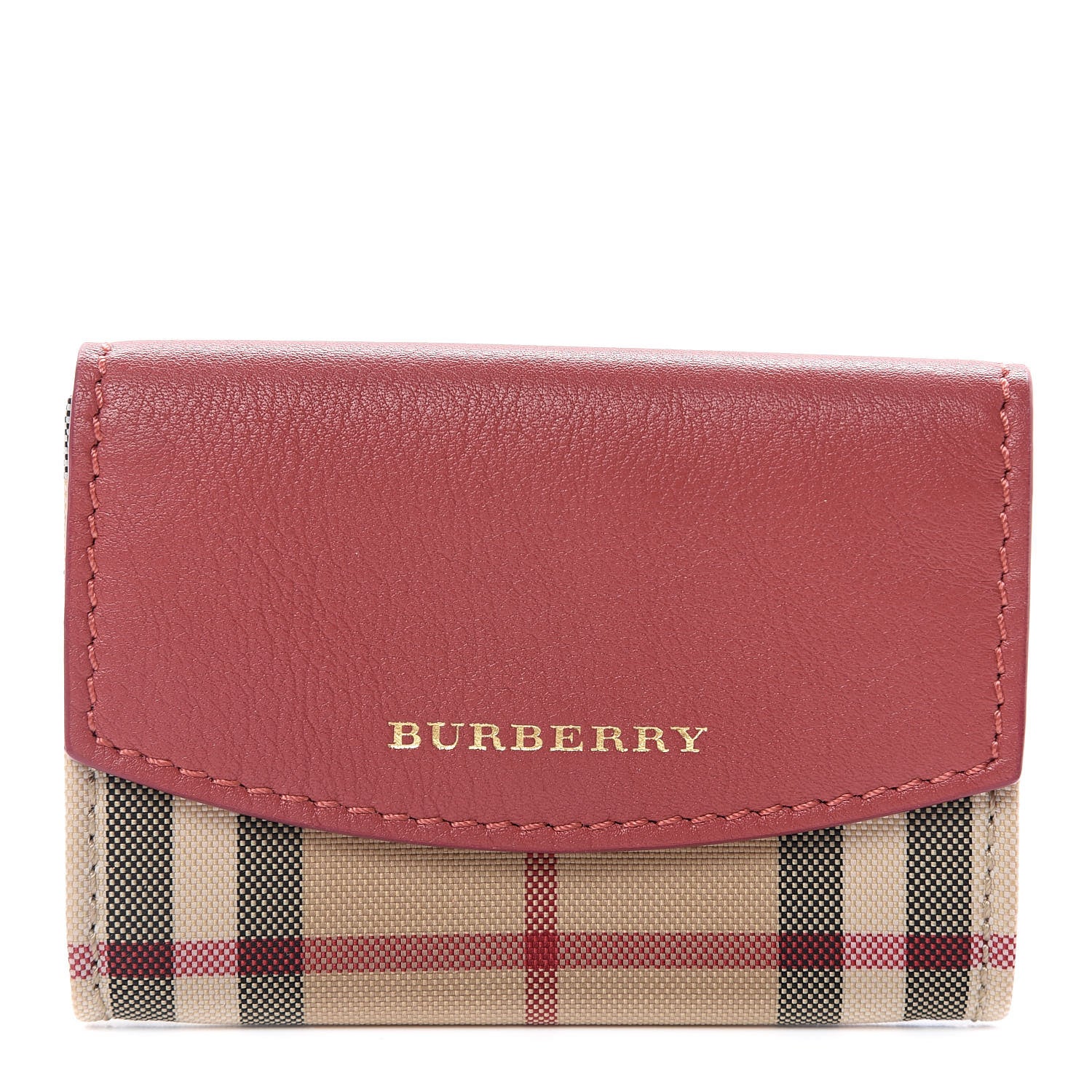 Burberry Calfskin House Check Chesam Card Case Cinnamon Red 1 of 7