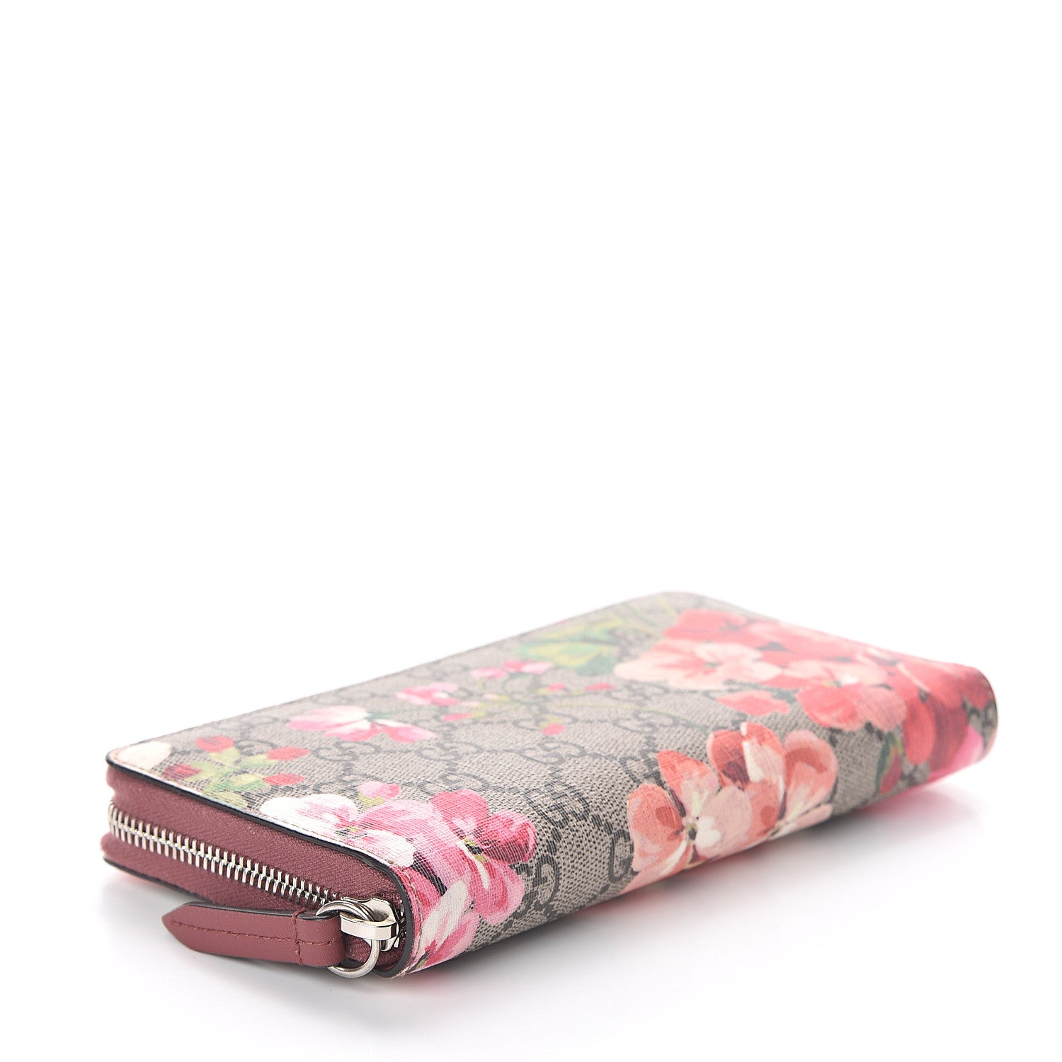 Gucci GG Supreme Monogram Blooms Zip Around Wallet Beige Multicolor Dry Rose 4 of 7