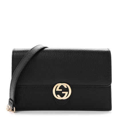 Gucci Dollar Calfskin Interlocking G Chain Wallet Black 1 of 10