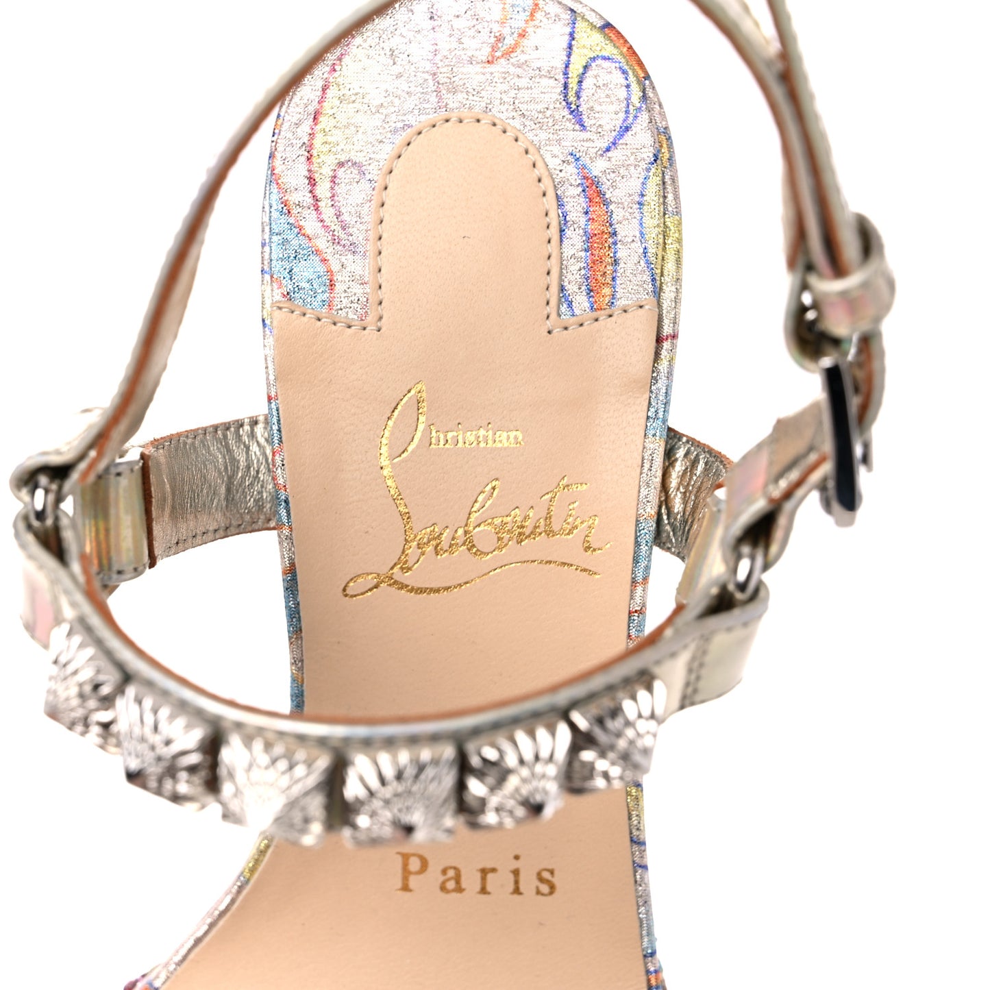 Lurex Flame Pira Ryad 110 Wedge Sandals 36 Platine Multicolor