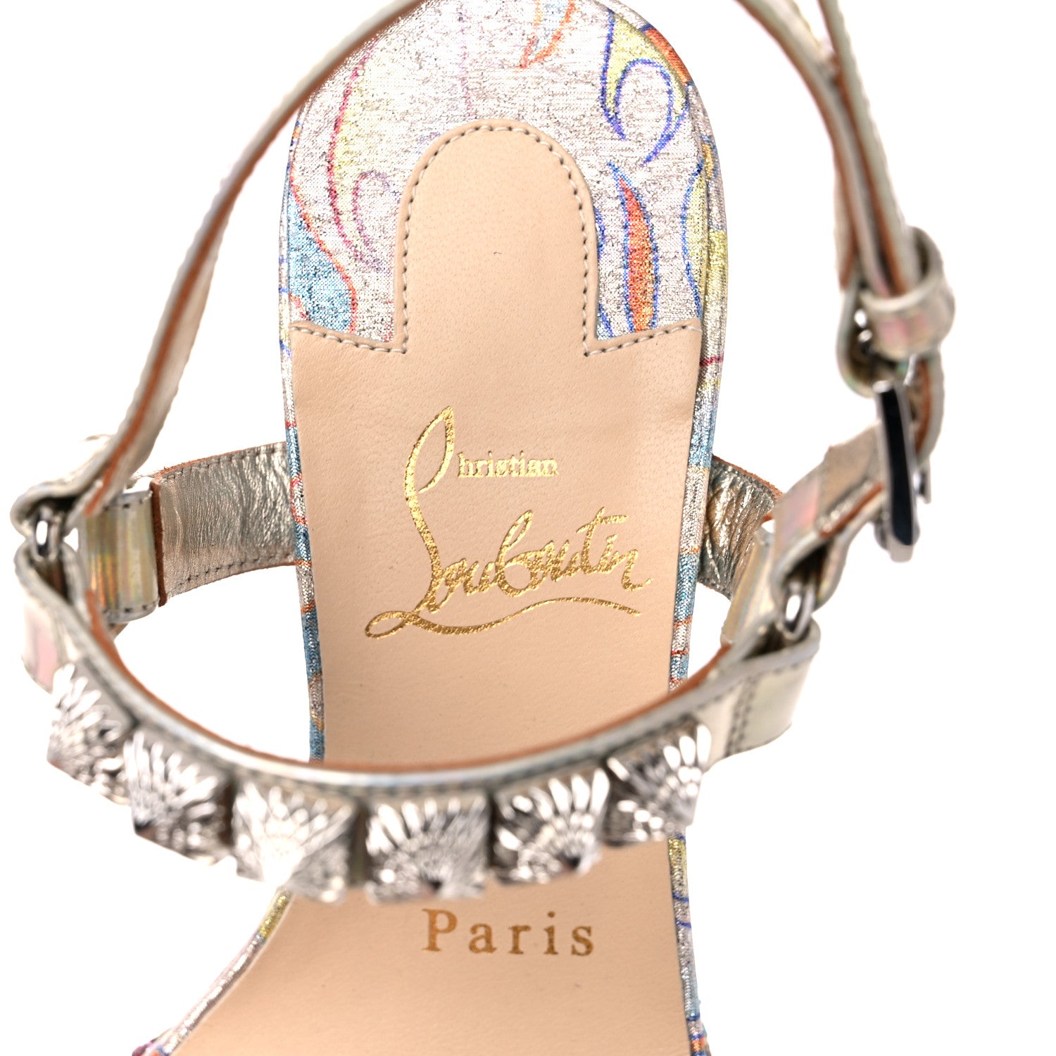 Christian Louboutin Lurex Flame Pira Ryad 110 Wedge Sandals 36 Platine Multicolor 10 of 10