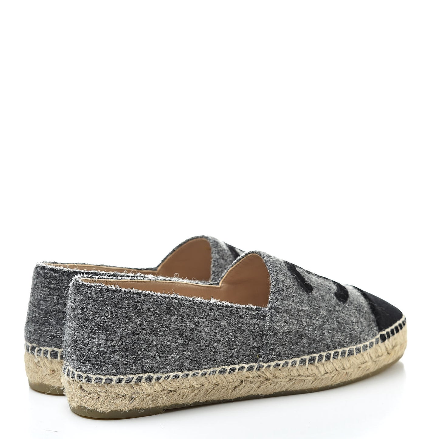 Tweed Velvet CC Espadrilles 37 Grey Black