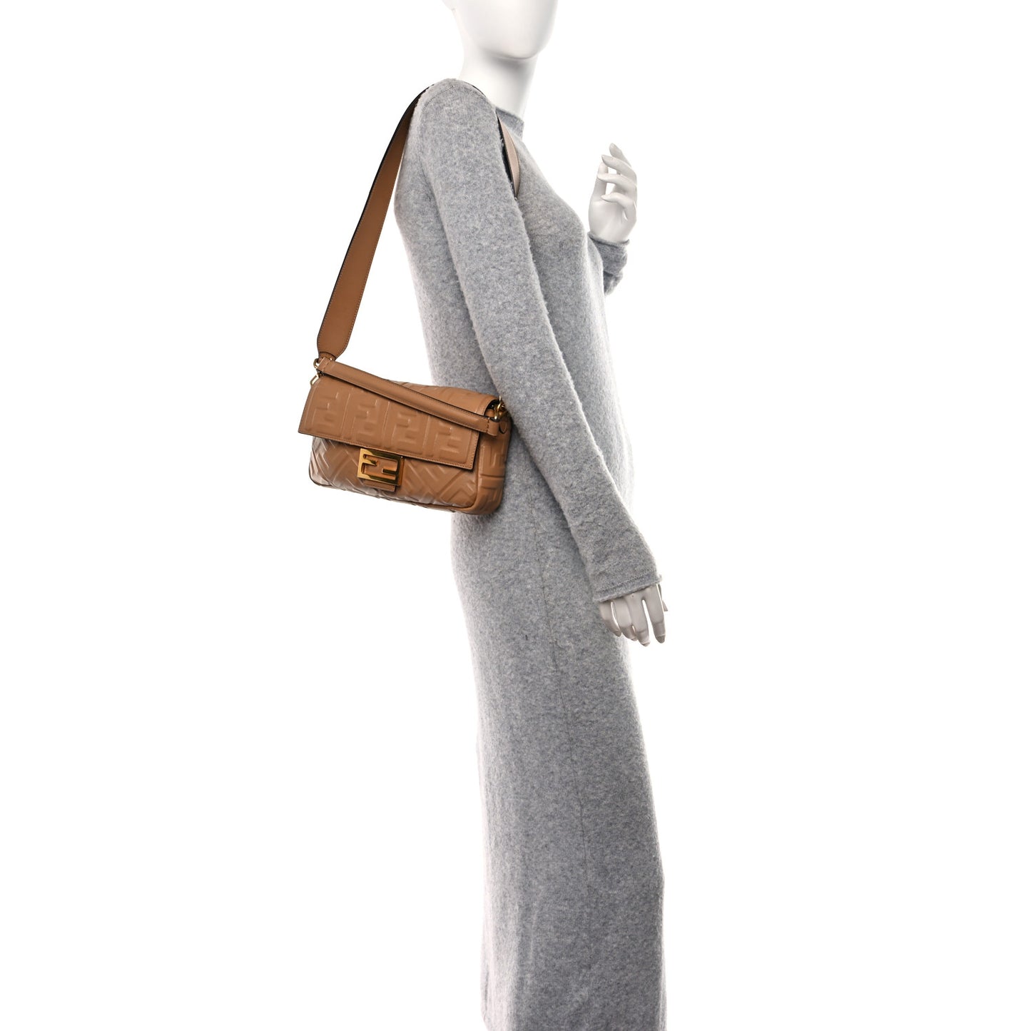 Nappa FF 1974 Embossed Baguette Miele Scuro