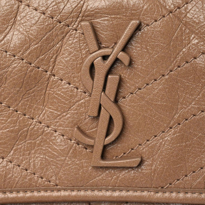 Saint Laurent Crinkled Calfskin Matelasse Monogram Medium Niki Chain Satchel Dark Toffee 12 of 14