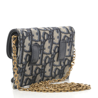 Christian Dior Oblique Nano Saddle Chain Pouch Blue 3 of 14