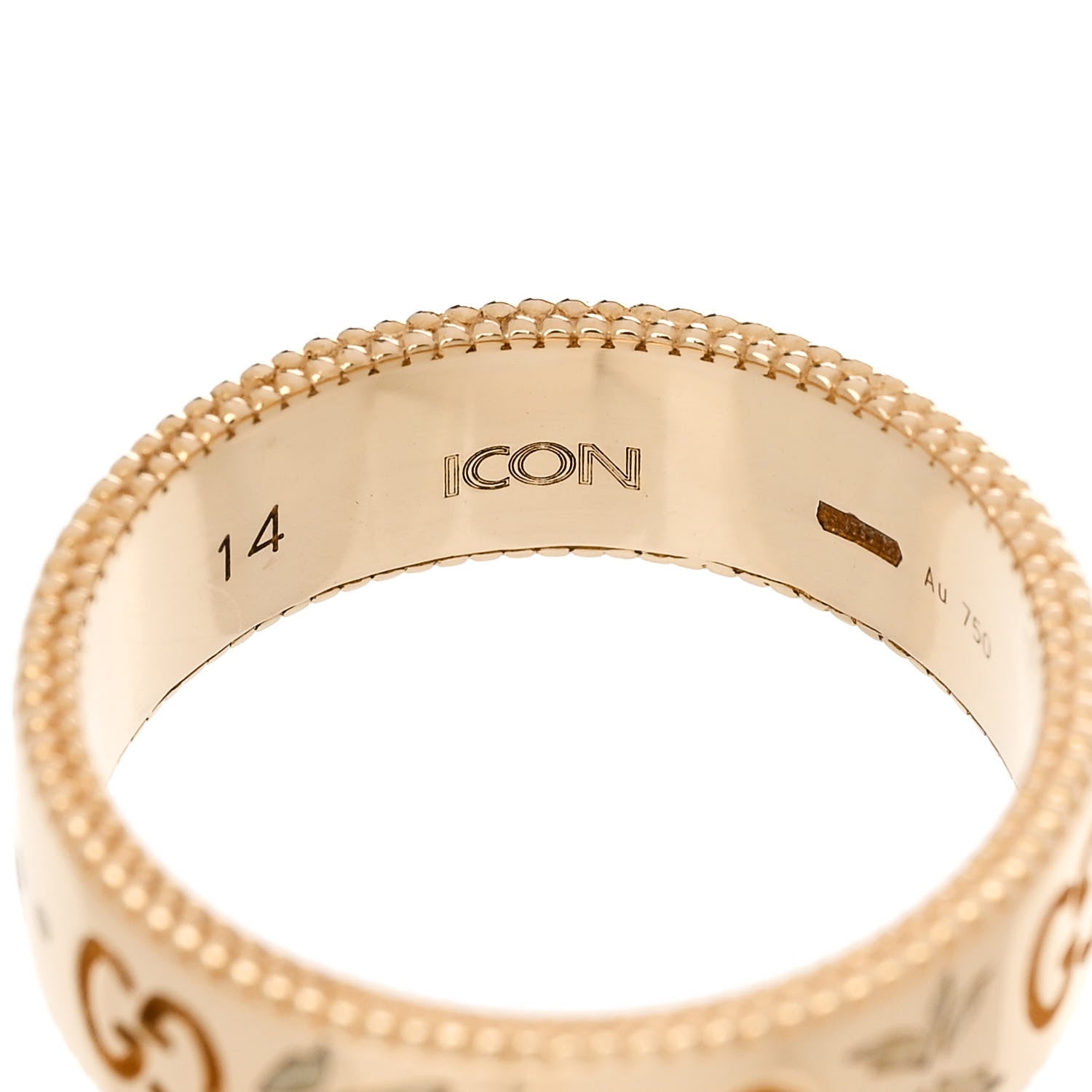 Gucci 18K Yellow Gold Enamel 6mm Icon Blooms Ring 54 6.75 5 of 6
