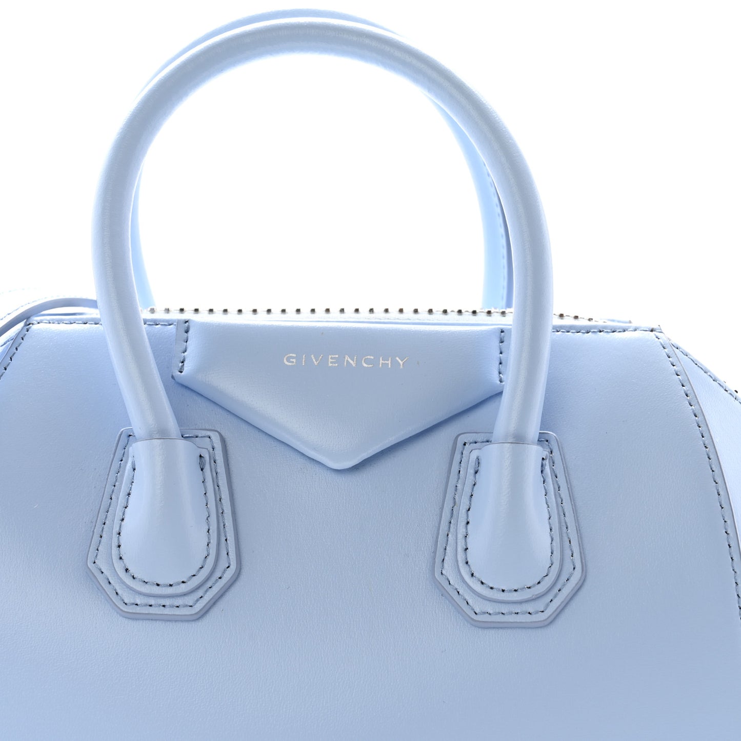 Shiny Lord Calfskin Mini Antigona Baby Blue