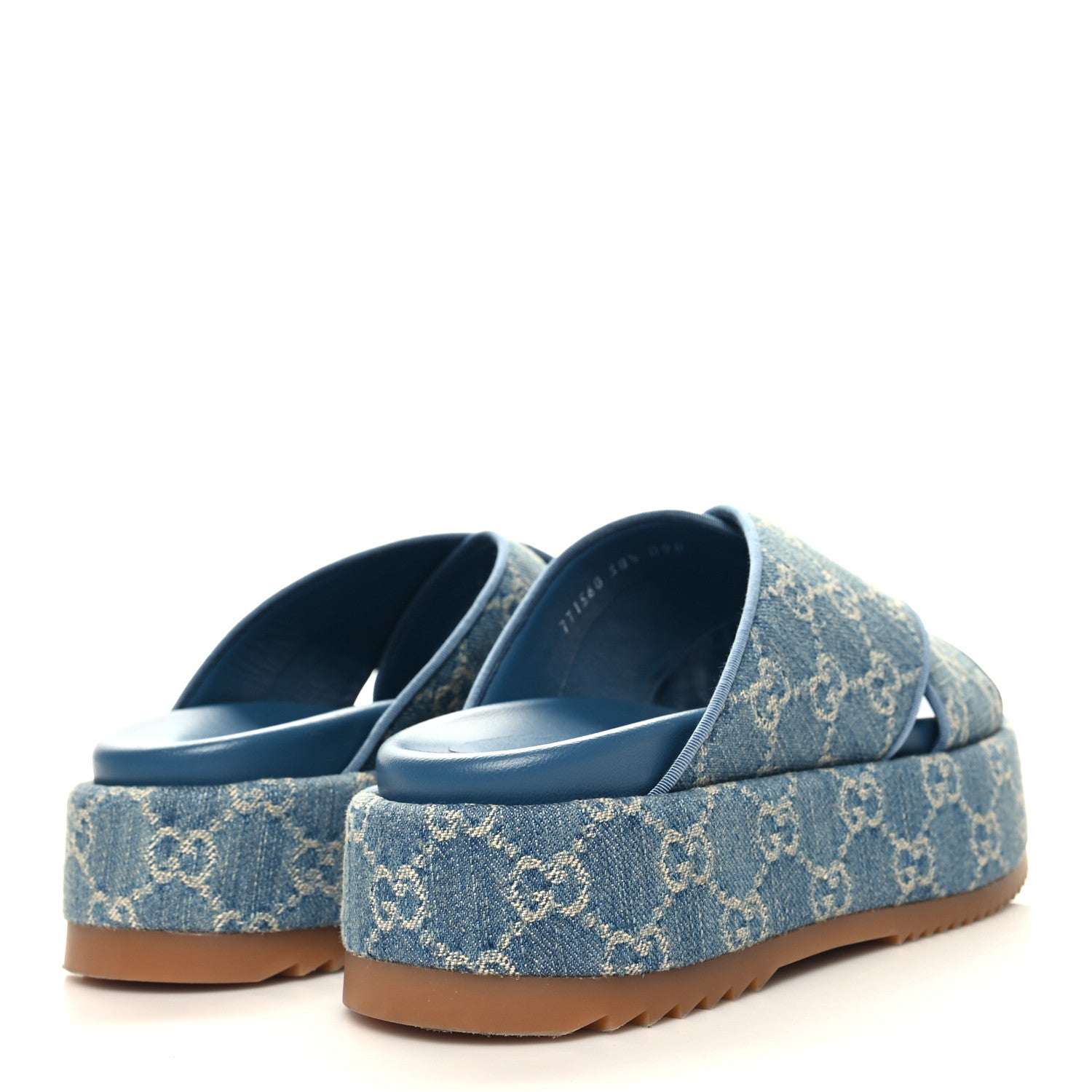 Gucci New Denim GG Monogram Angelina Platform 55mm Slide Sandals 38.5 Blue 4 of 8