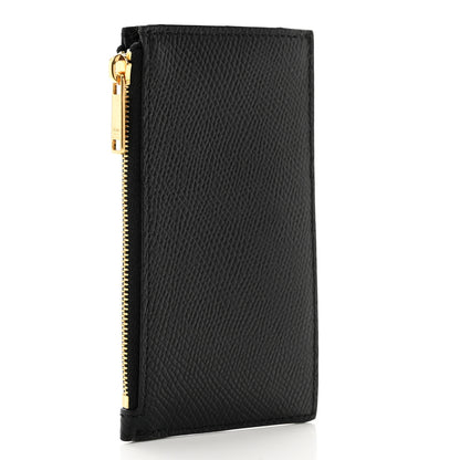 Celine Grained Calfskin Zipped Card Holder Black 3 of 6