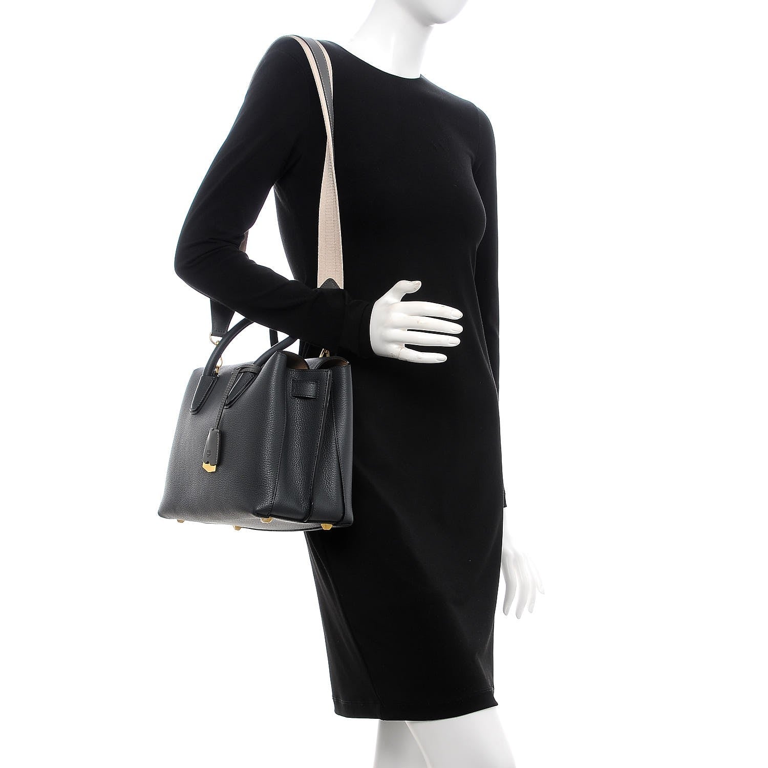 MCM Grained Calfskin Medium Milla Tote Phantom Grey 2 of 22